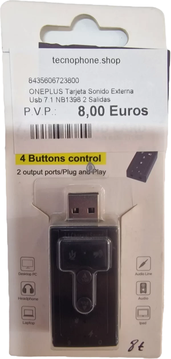 TARJETA DE SONIDOS EXTERNA USB 2 7.1 SALIDAS