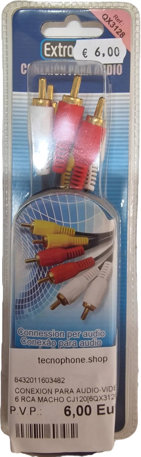 CONEXION PARA AUDIO-VIDEO 6 RCA MACHO CJ120[6QX3128]