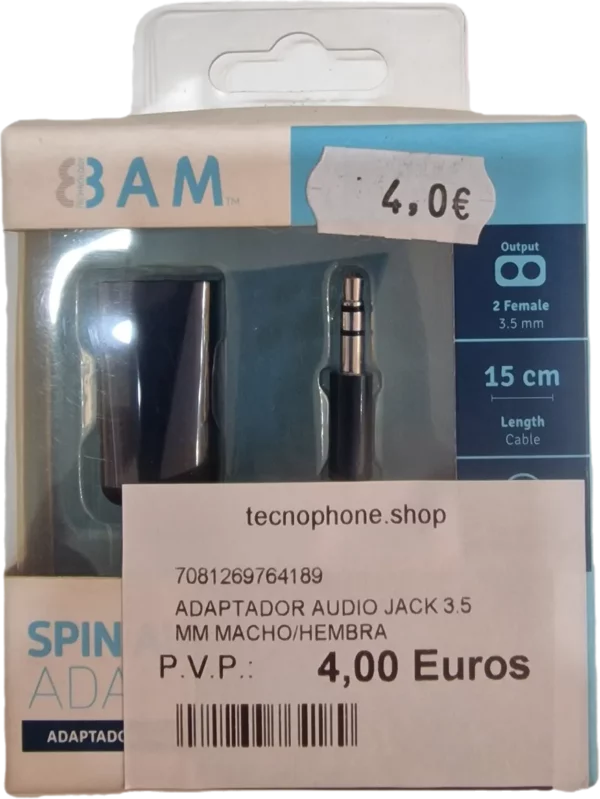 ADAPTADOR DE AUDIO SPIN BAM – 3.5 MM, 15 CM