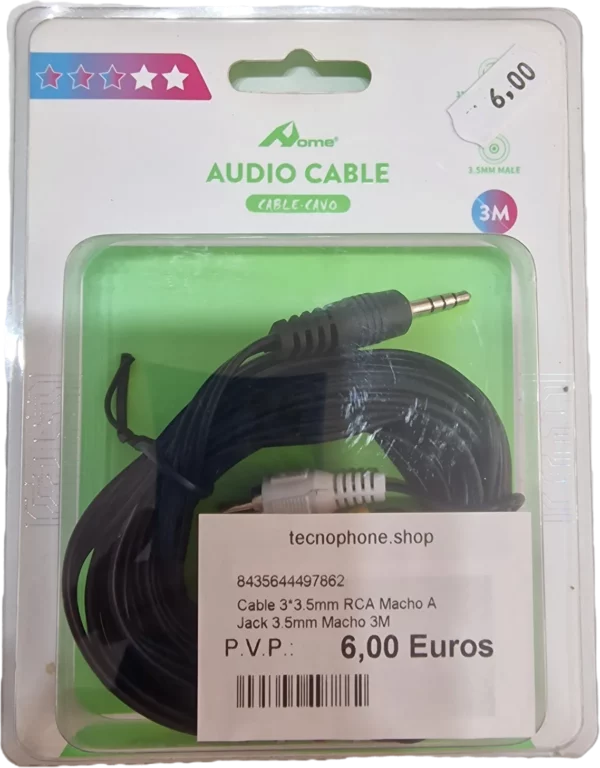HOME LCB-80 CABLE 3*3.5MM RCA MACHO A JACK 3.5MM MACHO 3M