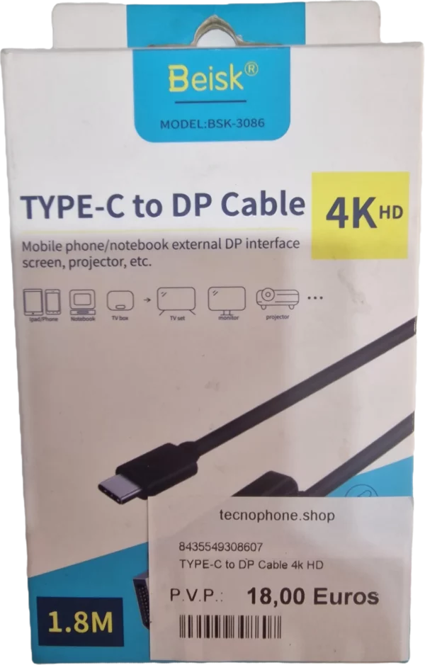TIPO C A DP CABLE 4K HD 1.8M