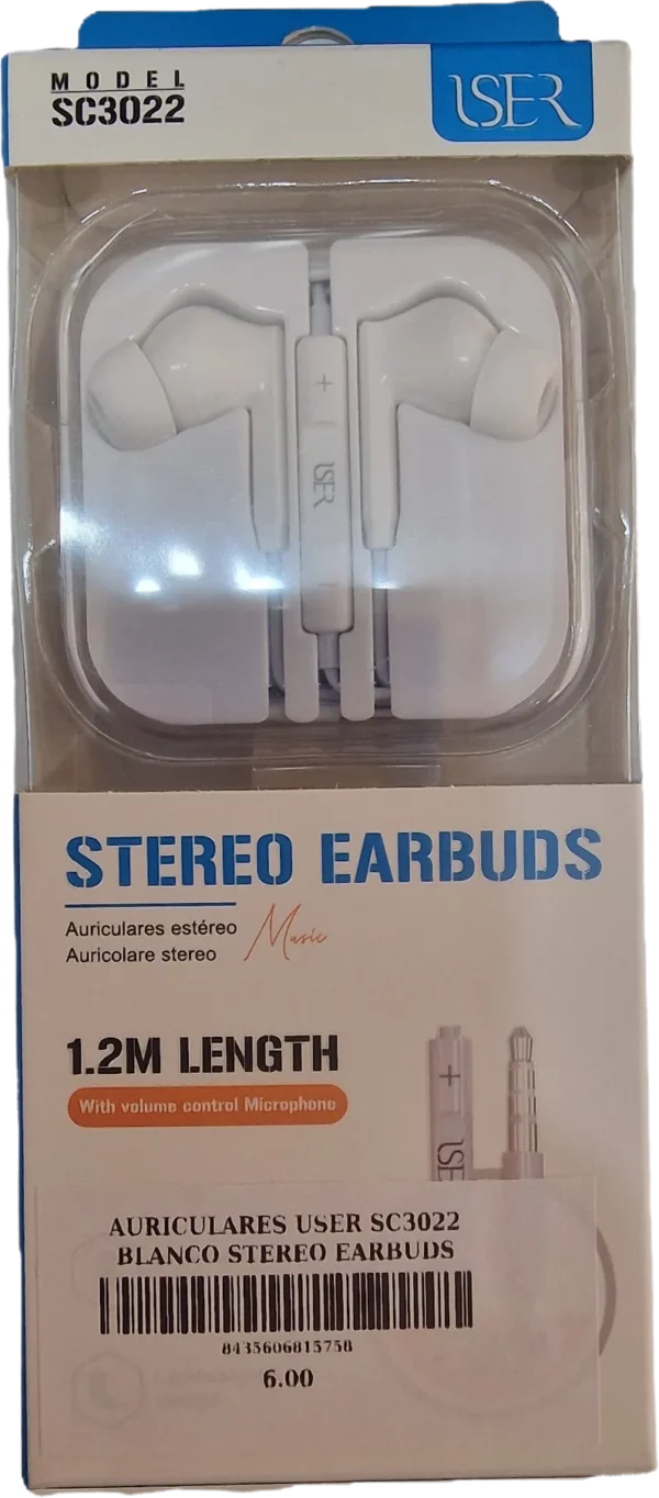 AURICULARES USER SC3022 BLANCO STEREO EARBUDS
