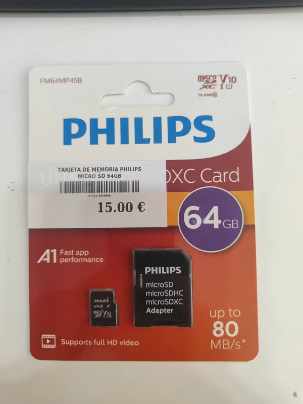TARJETA DE MEMORIA PHILIPS MICRO SD 64GB