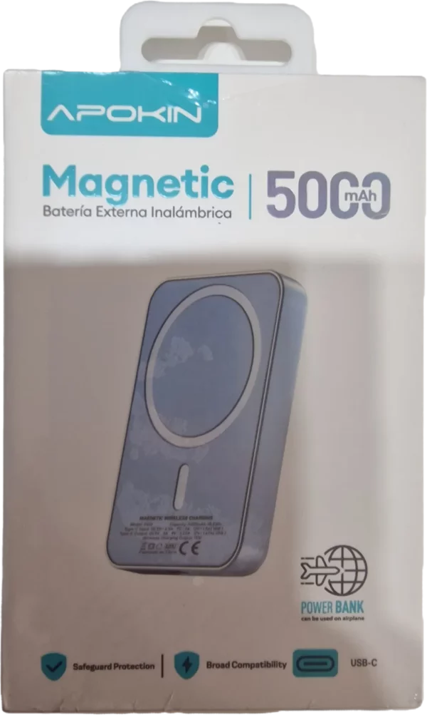 BATERIA EXTERNA INALÁMBRICA 5000 MAH AZUL