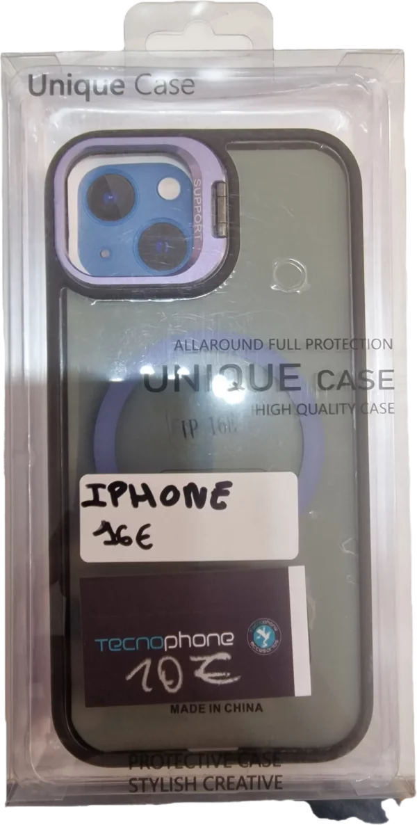 FUNDA MAGSAFE IPHONE 16E NEGRA Y LILA