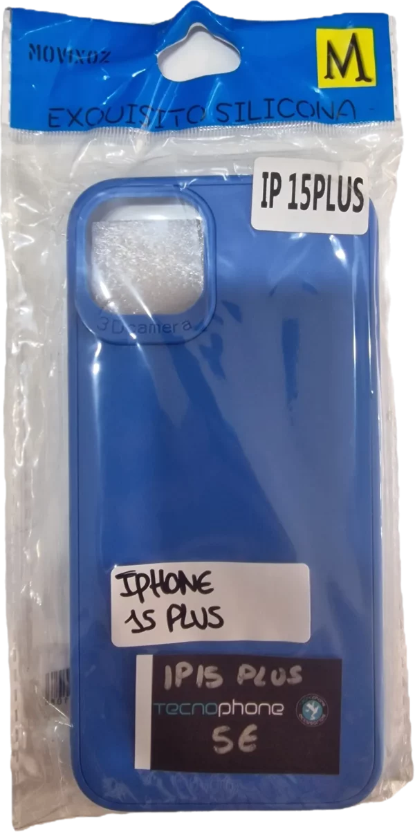 FUNDA SILICONA LIQUIDA EFECTO PIEL IPHONE 15 PLUS AZUL